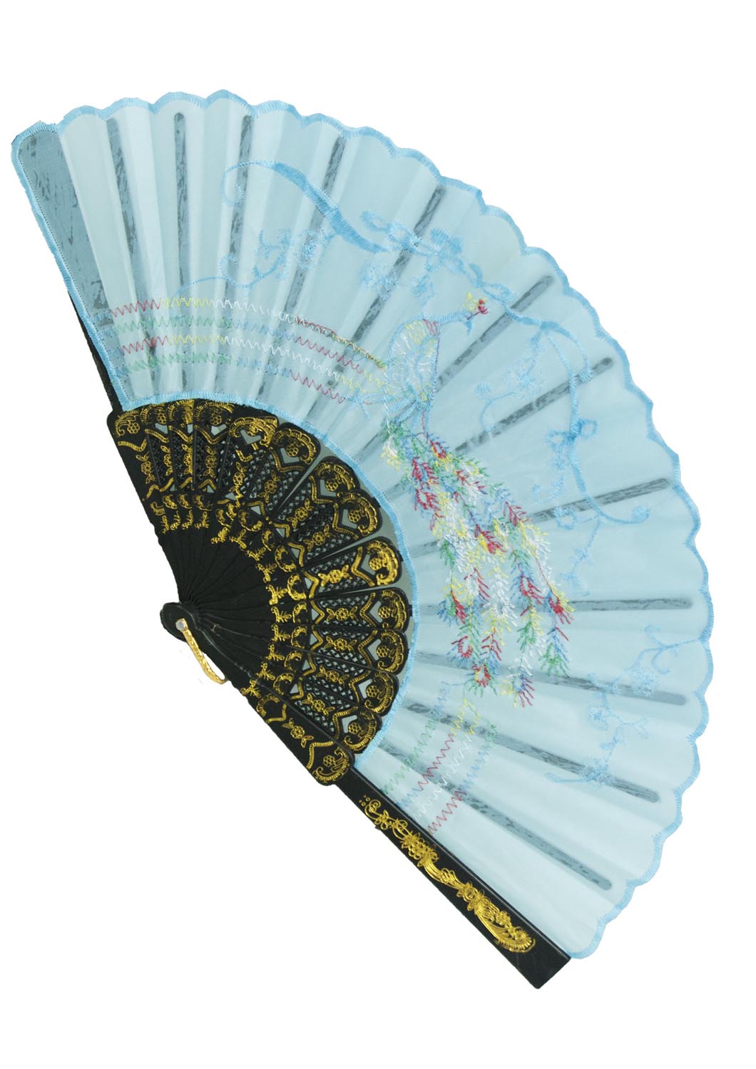 VENTAGLIO RICAMATO CELESTE